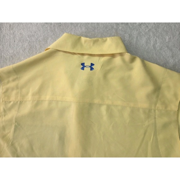 Under Armour HeatGear Button Front Golf Shirt Men's Large Yellow Loose Fit - Picture 5 of 9